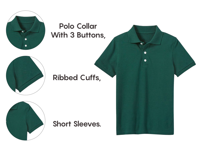 10-Pack School Uniform Tagless Polo Tshirt for Little Boys & Big Boys